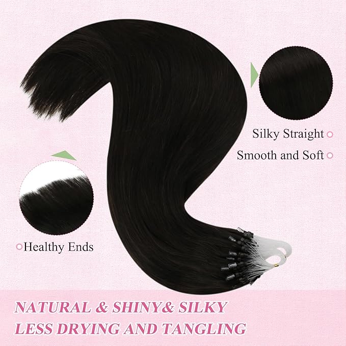 YoungSee Micro Bead Hair Extensions Real Human Hair Dark Brown Microlink Hair Extensions Brown 18 Inch Micro Loop Hair Extension Real Human Hair Cold Fusion Hair Extension Straight for School 50s 50g