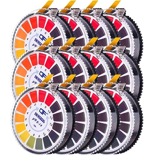 Jovitec Universal Ph Test Paper Strips Ph Test Strips Roll, Measure Full Range 0-14 Each 16.4 ft(12 Rolls)