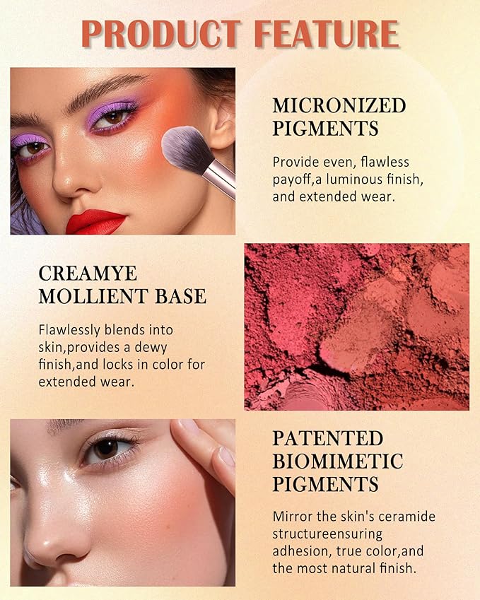 Matte Rose Face Blush Palette Kit with Brush-6 Color High Pigment Silky Mineral Blendable Blusher Contour Powder for Cheeks,Longlasting Eyeshadow Facial Beauty Cosmetic Makeup Gift for Women-Set 02