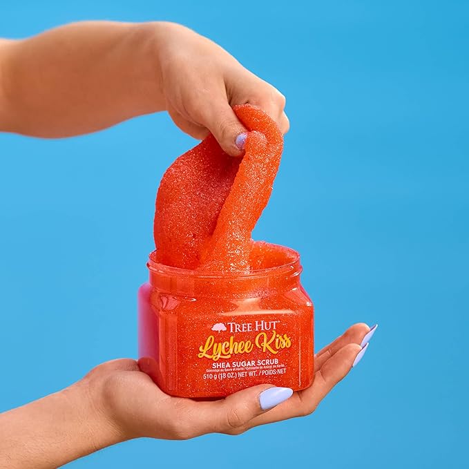 Tree Hut Lychee Kiss Shea Sugar Scrub | Exfoliating Body Scrub Removes Dead, Dry Skin for a Soft & Hydrated Feel | Nourishing Essential Body Care | 18 fl oz.