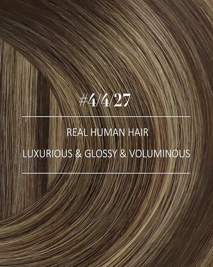YoungSee 135g Clip in Extensions Real Human Hair Balayage Chocolate Brown Mix Caramel Blonde Invisible Clip in Brown Hair Extensions for Women Clip on Remy Hair Extension Straight 18Inch 7Pcs