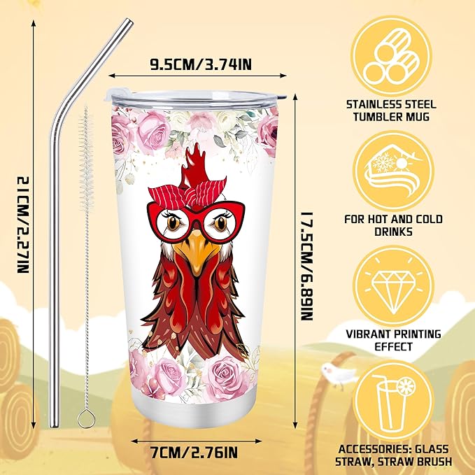 Keluna Chicken Gifts for Women - Chicken Lover Essetials Gifts for Female Friends Sister Daugher Lady Boss Coworker, Birthday Christmas Valentines Mothers Makeup Bag Socks Keychain Tumbler Cup