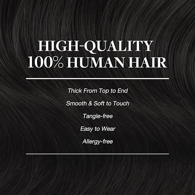 GOO GOO Clip in Hair Extensions Real Human Hair, Remy Human Hair Extensions Clip ins for Women, Natural Human Hair, 16inch 120g 7Pcs, 1B Natural black