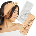 Kitsch Wide Headbands for Women - Fashion Sports Headband for Workout, Yoga, Gym, Running | Stretchy & Adjustable Bow Head Bands for Women’s Hair | Ideal Gifts for Women - White and Sand, 2pcs