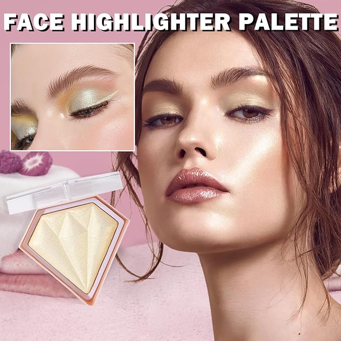 White Highlighter Makeup Palette Face Highlighter Powder Iluminadores De Maquillaje Narutal Shimmer Glitter Highlighter Contour Powder Makeup Palette-02 Quicksand Gold