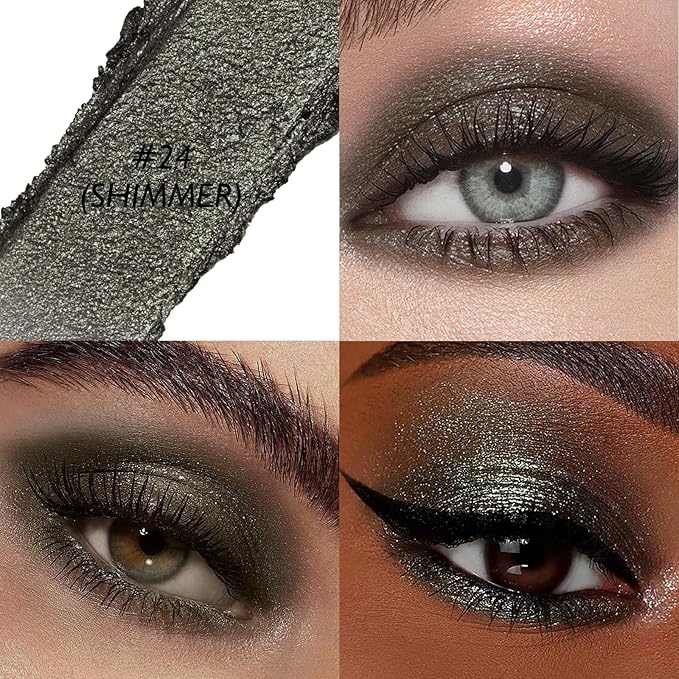 Black Shimmer Eyeshadow Stick, Waterproof Cream Eye Shadow Pencil Long-Lasting Crease-Proof Glitter Eyeshadow Crayon Smooth High Pigmented Highlighter Blendable Neutral Eye Shadow Liner Makeup