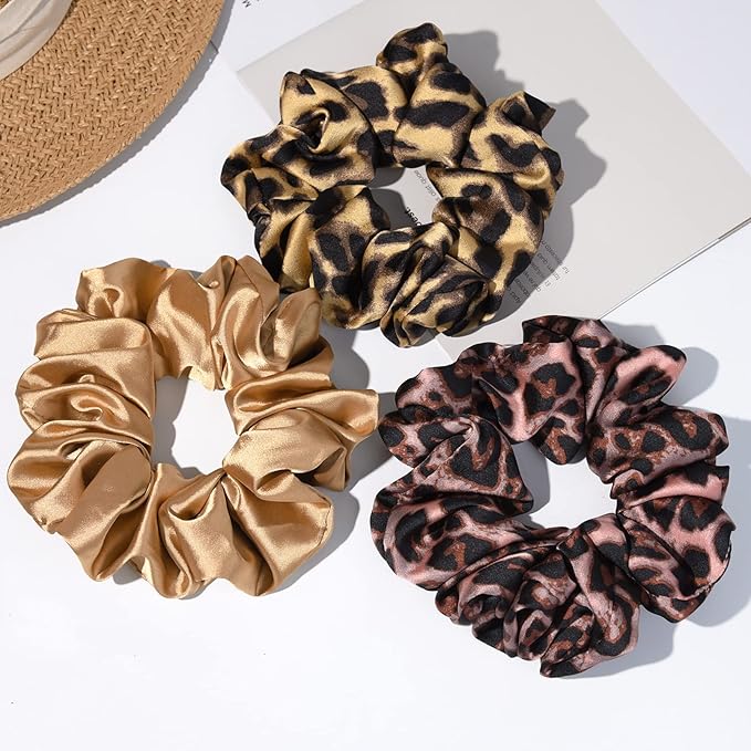XL Big Silk Scrunchies for Women CEELGON Extra Large Scrunchie Satin Oversized Silk Thick Elastic Fluffy Hair Ties Jumbo Gigantic Soft Chiffon Cute Scrunchy Hair Scrunchies 6 Pack