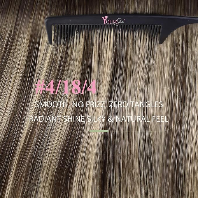 YoungSee Tape in Extensions Human Hair Balayage Tape ins Human Hair Extensions Balayage Dark Brown with Ash Blonde Tape in Hair Silky Straight 20 Inch 20pcs 50g Long-Lasting