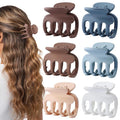 6 Pcs Hair Clips Small Claw Clips for Thin Hair Medium Matte Non-slip Hair Accessories for Women and Girls (Brown Blue)