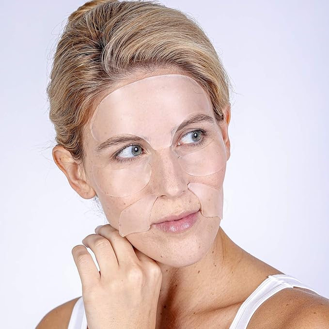 SilcSkin Full Face Set, Helps with Face & Brow Wrinkles from Sun Aging Side Sleeping, Reusable Self Adhesive Medical Grade Silicone, 1 Brow Pad, 4 Eye Pads, 2 Multi-Area Pads - 45 Day Supply