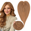 Real Human Hair Toppers for Women 3.54"*4.72" Silky Base 150% Density No Bangs Adjustable Parting Clip-In Topper Hairpieces for Women with Thinning Hair 12 Inches Light Brown