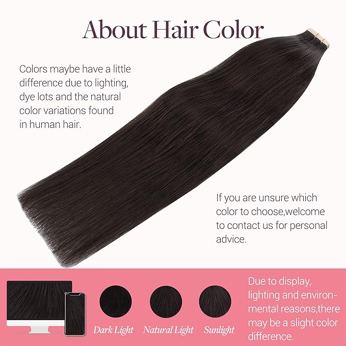 GOO GOO Tape in Hair Extensions Human Hair, 2 Dark Brown, 12inch 40g 20pcs, Skin Weft Seamless Invisible, Silky Straight with Thick Ends, Remy Human Hair