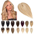 SEGO Human Hair Toppers for Women With Thinning Hair, 7 * 13CM Silk Base 100% Real Human Hair Clip in Top Wiglet Hairpieces -8 Inch No Bangs Golden Brown&Bleach Blonde