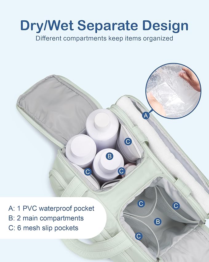 TOPDesign Travel Toiletry Bag for Women, Puffer Large Toiletry Bag, Lightweight Cosmetic Makeup Organizer with Handle for Traveling, Accessories, Essentials, Toiletries (Serene Blue)