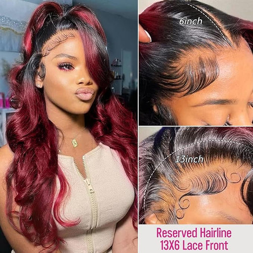 250% density 1b 99j Burgundy Lace Front Wigs Human Hair Red Burgundy Wig Human Hair 13x6 HD Body Wave Lace Front Wigs for Women burgundy ombre lace front wig human hair