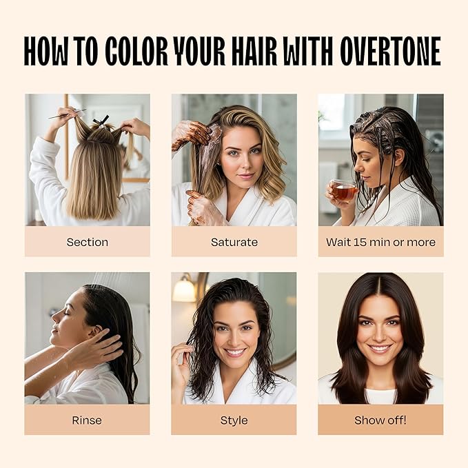 Overtone Semi Permanent Hair Color Conditioner, Espresso Brown, 8 oz, Nourishing, Damage-Free, Color Depositing Mask for All Hair Types with Shea Butter & Coconut Oil, Vegan & Cruelty-Free