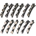 12PCS Sparkling Crystal Stone Braided Hair Clips, Braided Hair Clips for Women and Girls, Shiny Flower Rhinestone Hair Clip, Braided Duckbill Hair Clip With Crystal Hair Accessories for Styling