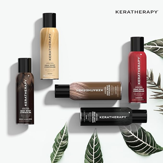 Keratherapy Keratin Infused Perfect Match Gray Root Concealer Spray, Light Brown, 3 oz, 118ml - Root Cover Up Spray to Hide Gray Roots - Keratin Therapy Hair Darkening & Temporary Scalp Concealer