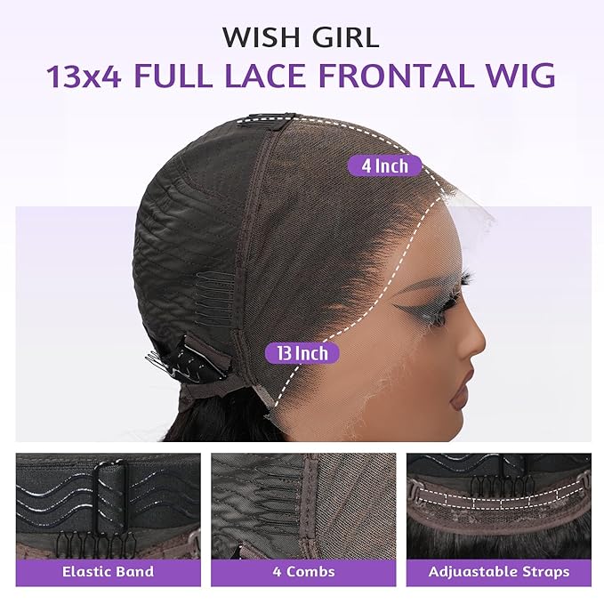 0.10mm Ultra-thin SKINLIKE Real HD Lace Wig,13x4 Full Frontal 200% Density Clean Hairline Pre Plucked Bleached Knots HD Lace Body Wave Human Hair Wig With Baby Hair 34 Inch