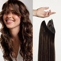Luxy 100% Remy Human Hair – Halo Clip-In Hair Extensions –Natural Looking Volume & Length - One-Piece - Easy 5-Min Application 150 grams 12" Dimensional Rooted Honey Espresso
