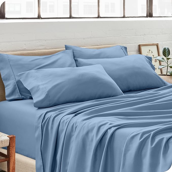 Bare Home Microfiber Bulk Pillow Cases - Standard/Queen Size Set of 4 - Cooling Pillowcases - Double Brushed - Coronet Blue Pillowcases 4 Pack - Easy Care (Standard - 4 Pack, Coronet Blue)