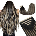 DOORES Human Hair Extensions Tape in, Balayage Natural Black to Light Blonde 22 Inch 30g 10pcs, Tape in Hair Extensions Remy Hair Extensions Straight Hair