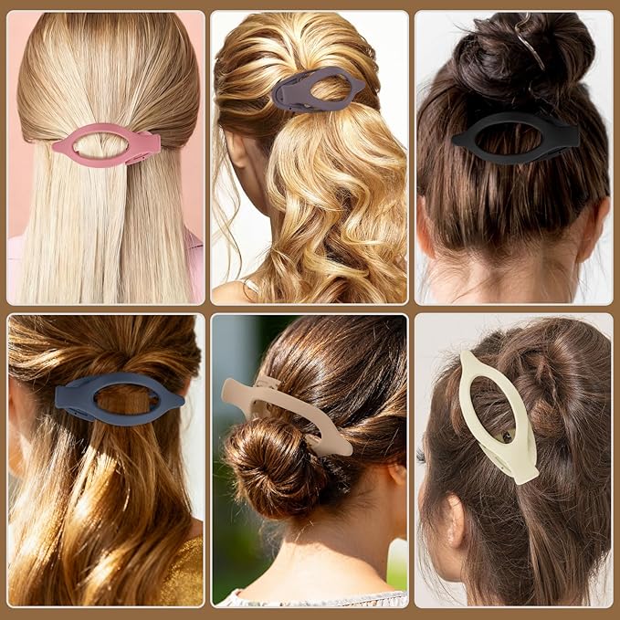 12 Pack French Flat Hair Clips for Women Matte No Crease Flat Claw Clips Curly Hair Clips Strong Hold No-Slip Claw Barrettes for Thick Thin Hair