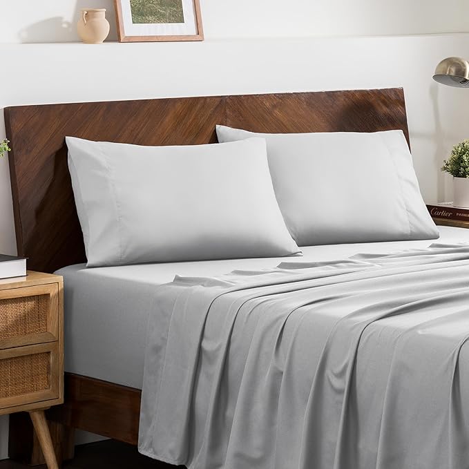 Bare Home Microfiber Pillow Cases - Queen Size Set of 2 - Cooling Pillowcases - Double Brushed - Easy Care - Envelope Closure (Queen Pillowcase Set of 2, Cloud Grey)