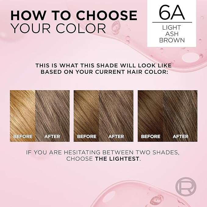 L'Oreal Paris Excellence Crème Permanent Hair Dye, Triple Care Hair Color with Pro-Keratine Complex for 100% Gray Hair Coverage, 6A Light Ash Brown, 1 Kit