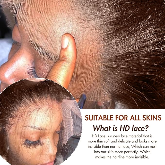 5x5 SKINLIKE Real HD Lace Closure Wig, Chocolate Brown Loose Body Wave 250% Density 0.10mm Ultra-thin Swiss Lace Pre-plucked Bleached Small Knots With Baby Hair Brown Wig Human Hair Wigs 18 Inch