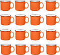 Set of 16 Ceramic Campfire Mugs – 15 Oz, Orange – Coffee & Tea Cups for Home, Work, Travel, Camping – Customizable, Great for DIY, Events, Companies