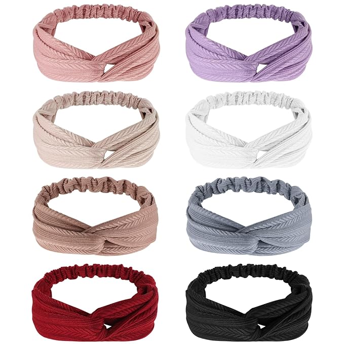 Elastic Knotted Headbands for Women Wheat Pattern Cloth Head Hair Bands for Women's Hair Non Slip Boho Wrap Twisted Hair Accessories