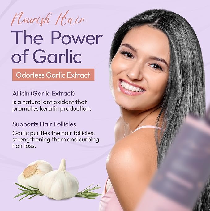 Nora Ross Garlic Extract Daily Oil Control Clarifying Shampoo with Aloe Vera, Argan Oil & Chamomile Scent – Deep Cleansing Hair & Scalp Care – Sulfate Free, Color Safe Formula for Women and Men – 32oz