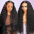 210% Density 13x6 Full Lace Frontal Wigs Human Hair 12A Deep Wave Brazilian Virgin Human Hair Pre Plucked HD Transparent Lace Glueless Wigs 28 Inch