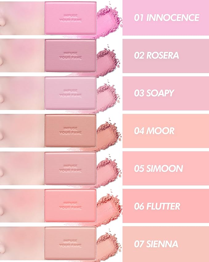 HOLIKA HOLIKA Infusing Blush with Brush - Lightweight, Smooth, Blendable Cheek Blusher, Sebum-Control, Natural Pore Coverage, Built-In Brush, Long-Lasting Pigment for Romantic Mood (05 SIMOON)