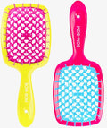 BOM BOM 2 Unit Kit, Wet And Dry Vented Detangling Hair Brush For All Hair Types, Light Weight Hairbrush, Scalp Massage Brush (Pink blue yellow)