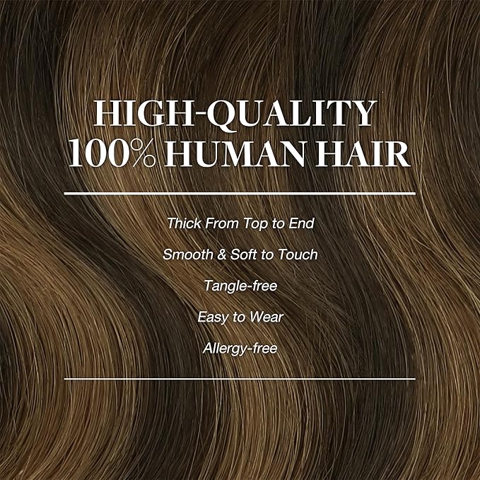 GOO GOO Clip in Hair Extensions Real Human Hair, Remy Human Hair Extensions Clip ins for Women, Natural Human Hair, 22inch 150g 9Pcs, 2/6/2 Balayage Dark Brown to Chestnut Brown