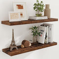 40 Inch Floating Shelvese, 40" W x 9" D Floating Shelf Set of 2, Farmhouse Wood Wall Shelves for Bedroom, Kitchen, Wall Mounted Deep Shelving for Home Decor, Rustic Brown Color
