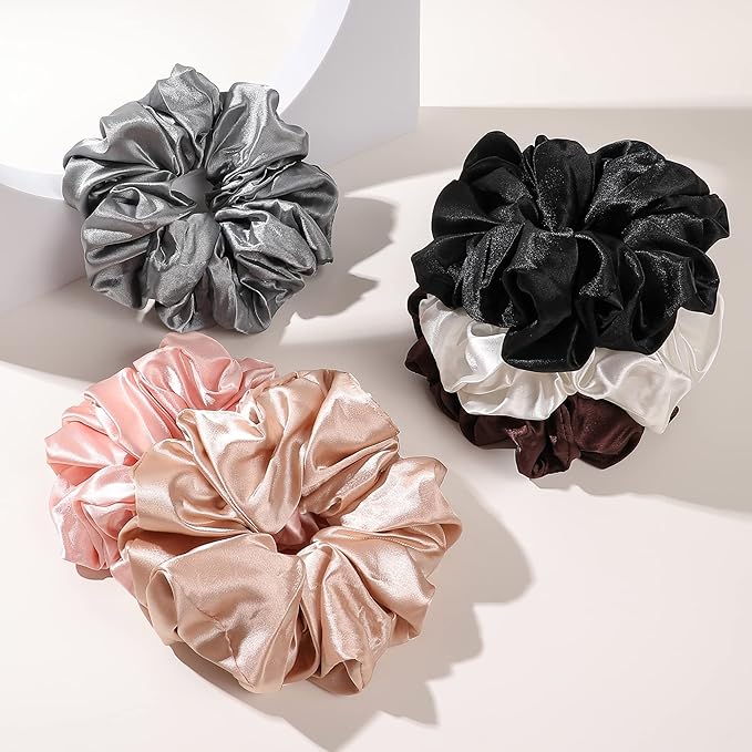 Silk Satin Hair Scrunchies for Women Girls - Big Large Jumbo Scrunchie for Sleep Cute Gaint Oversize Scrunchy for Thick Hair