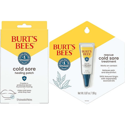 Burt's Bees Cold Sore Treatment Bundle with Burt’s Bees Cold Sore Healing Patches and Burt’s Bees Cold Sore Treatment with Rhubarb and Sage, Protects and Heals Cold Sores, Relieves Symptoms