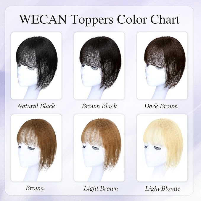 Hair Toppers for Women Real Human Hair 3D Bangs Clip 100% Human Toppers for Women 10 Inch Clip in Bangs Hairpieces(Brown Black)