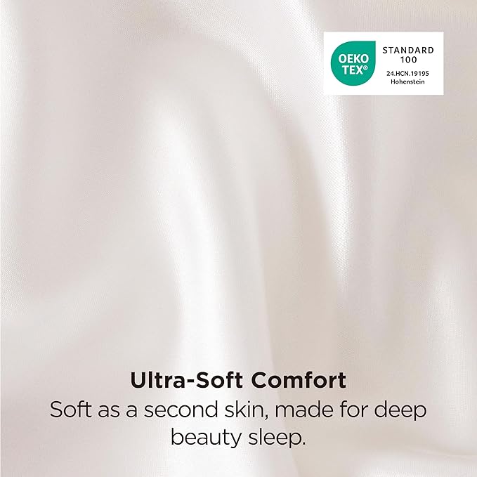 Bedsure Satin Pillowcase 2 Pack Similar to Silk Pillow Cases Standard Size, Pillow Case for Sleeping Women with Envelope Closure, Gifts for Women Men, Ivory, 20x26 Inches, 2pcs