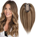 SEGO Real Human Hair Topper for Women, No Bangs Hair Topper with Anti-Slip Clips (16 Inches Medium Brown Mix Dark Blonde)