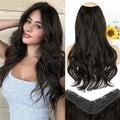 ALXNAN Long Wavy Hair Extensions for Women, Clip in Hair Extensions Clip Ins Soft Full Head Synthetic Hairpieces 20 Inch Black Brown