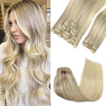 GOO GOO Clip in Hair Extensions Real Human Hair, Remy Human Hair Extensions Clip ins for Women, Natural Human Hair, 20inch 150g 9Pcs, 17/22/60 Balayage Ash to Platinum Blonde