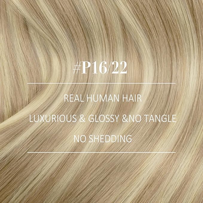 YoungSee Sew in Hair Extensions Real Human Hair Highlight Hair Extensions Weft Dark Ash Blonde Highlighted Light Blonde Full Head Sew in Bundles Human Hair 16Inch 100G
