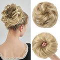 Large Messy Bun Hair Piece Curly Synthetic Extensions Scrunchies Fake Chignon Updo Hairpieces for Women Natural Blonde Balayage