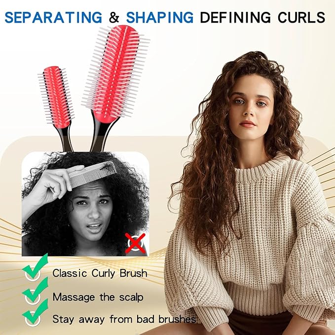 Curly Hair Brush for Women Men Curl Defining Hairbrush Small Mini Detangler Edge Combs Barber Styling Tools Travel Accessories Cruise Ship Essential 2027 Beach Vacation Must Have Gift