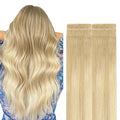 GOO GOO Invisi Edge Tape in Hair Extensions Human Hair, 18AT60A Pearl Ash Blonde Highlights, 6pcs 20inch 18g, Virgin Remy Hair, Seamless Injected Tape, Natural Look