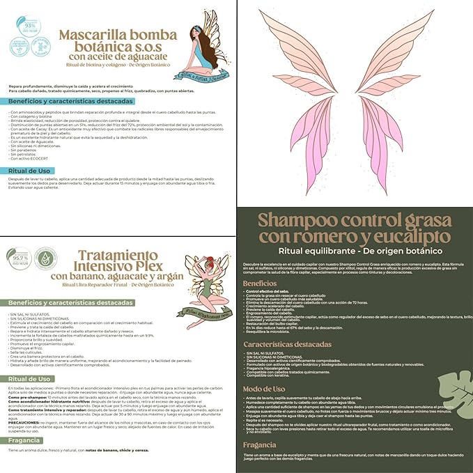 Ritual Botánico Keratina Orgánica | Treatment to Straighten, Repair and Relax Hair | All Natural, Organic & Vegan Ingredients | Product of Colombia (3 Piece Kit-Grasa Shampoo)